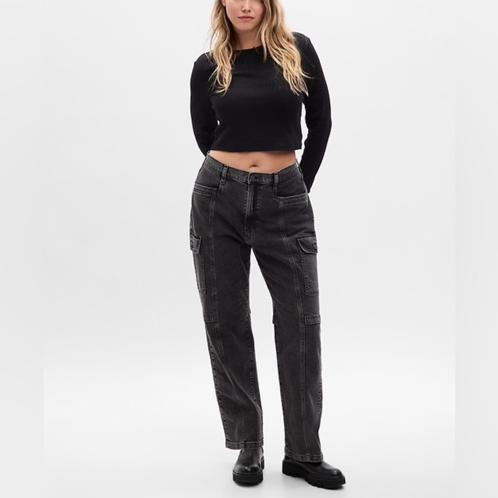 GAP Black Washed Cargo Jeans